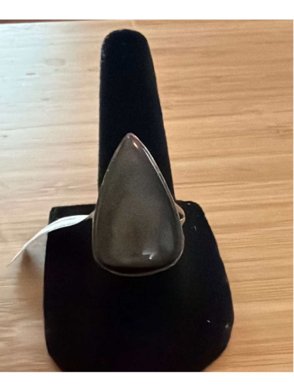Boutique Sterling Silver Dark Color Cabochon, Teardrop Ring Size 7.5